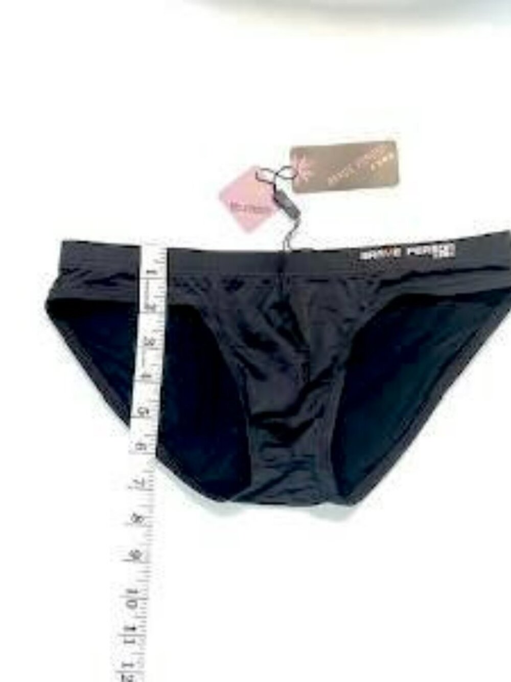 Brave Person Men's Swim Bikini Brief - Black (BP9791-BK) Contoured Pouch - Picture 6 of 15